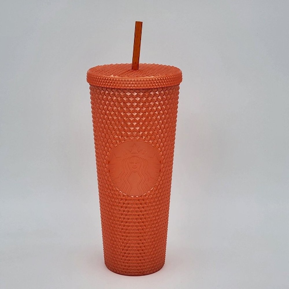 Starbucks Fall 2022 Gloss Pearlized Orange Studded Cold Tumbler Venti 24oz NEW